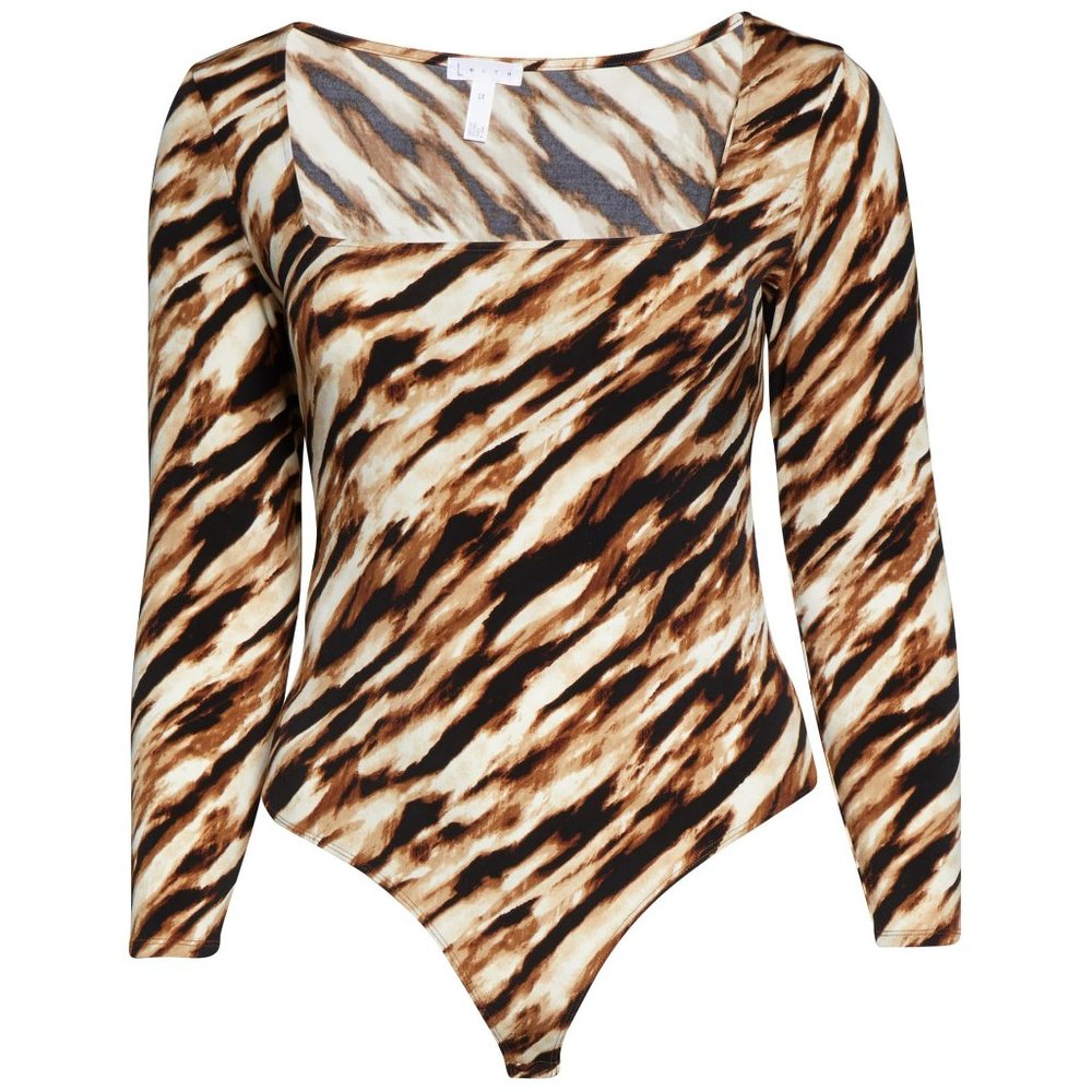 NWT Nordstrom Leith Square Neck Printed Bodysuit - Picture 6 of 6